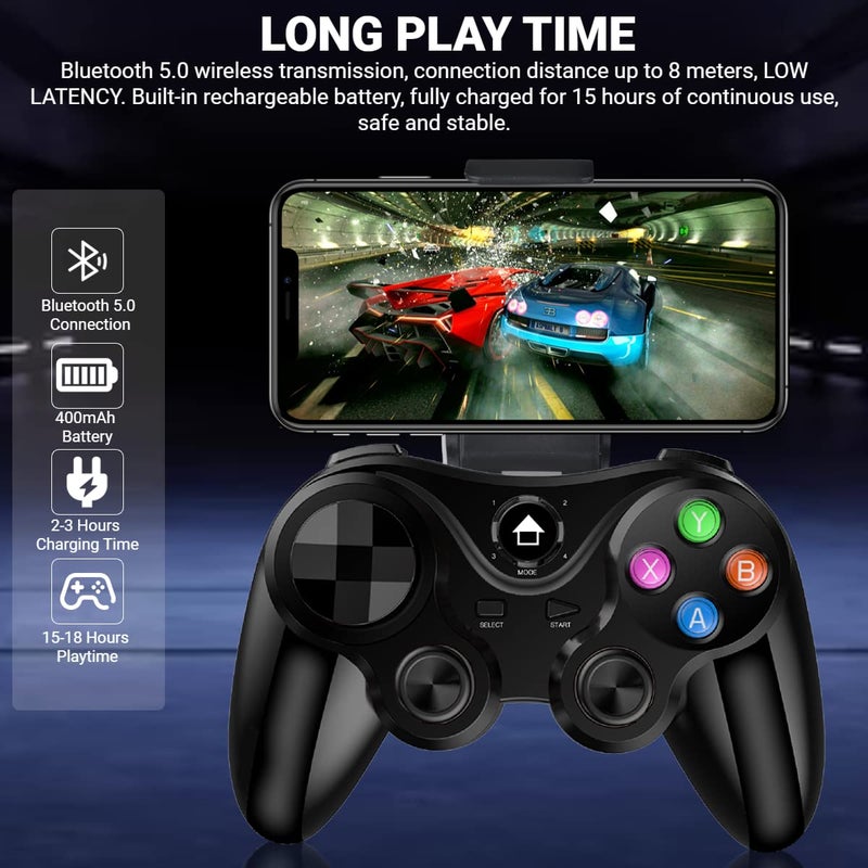 arVin Wireless Game Controller for iOS & Android, Bluetooth Gamepad Joystick with Phone Holder for iPhone 15/14/13/12, Samsung Galaxy S22/S21/S20, One Plus, TCL, Call of Duty, Apex Legends,Direct Play - Image 4